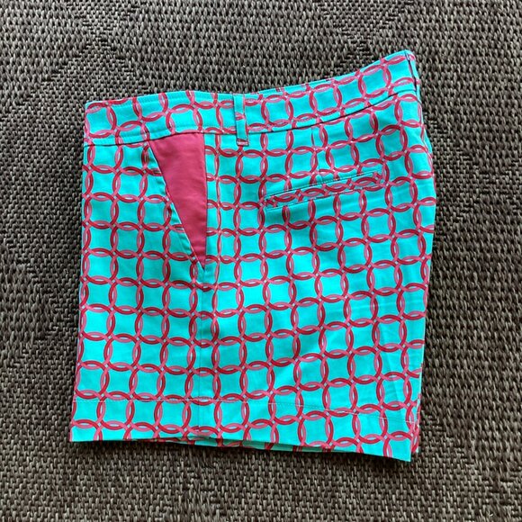 Haley & the Hound Teal and Coral-Red Print Shorts - sz 8 - NWT - Picture 3 of 8